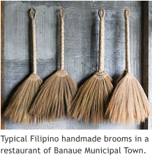 Typical Filipino handmade brooms in a restaurant of Banaue Municipal Town.